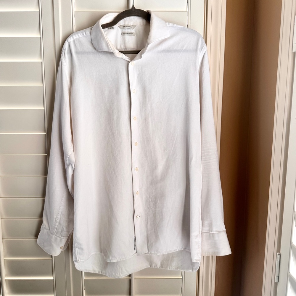 Suitsupply White‎ Dress Shirt 43 17 Egyptian Cotton Albini Fabric